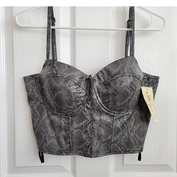 NWT Say What Snakeskin Underwire Zip Back Bustier Size LARGE - Picture 4 of 6